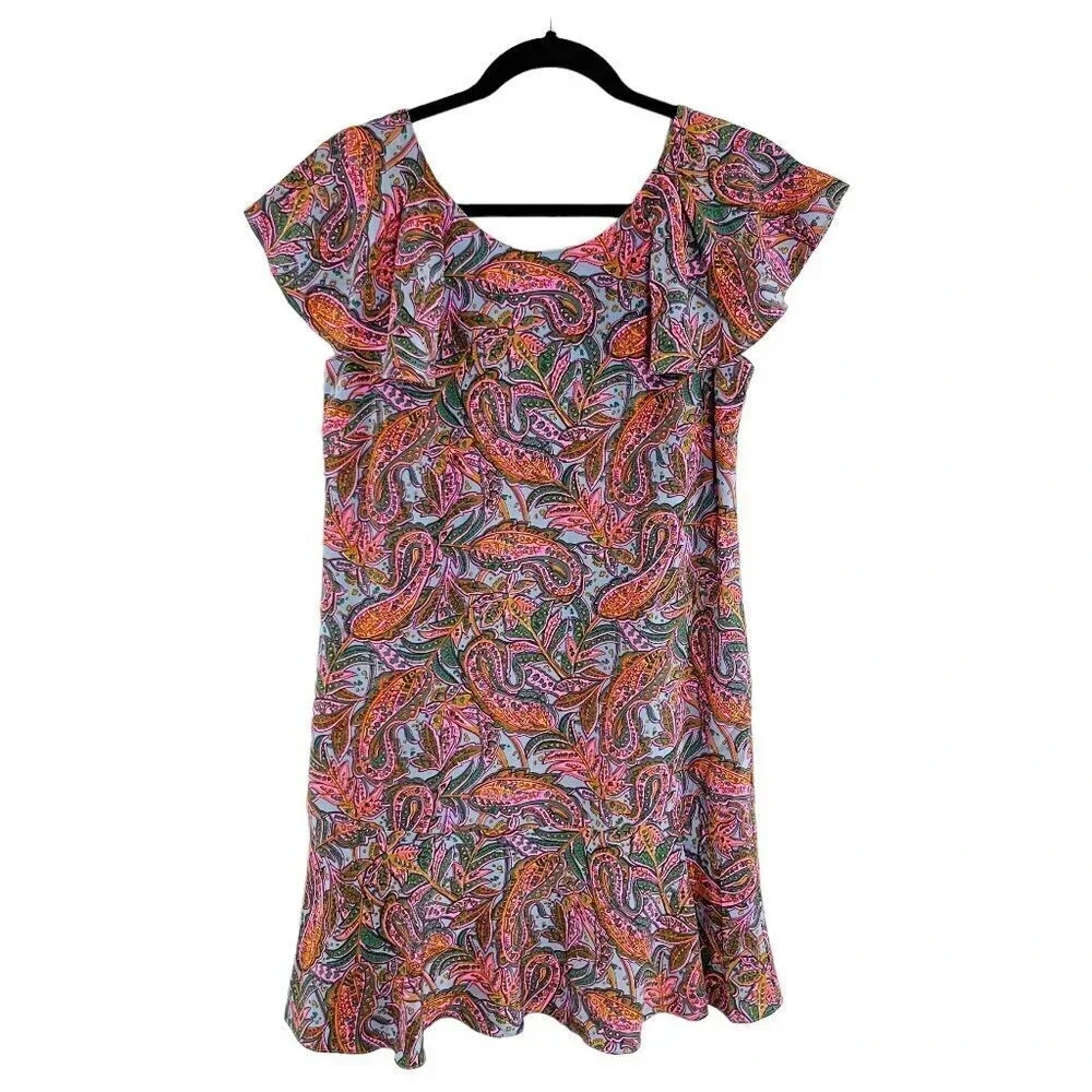 J. Crew Multicolor 100% Silk Paisley Ruffle Mini Dress Women's Size 2